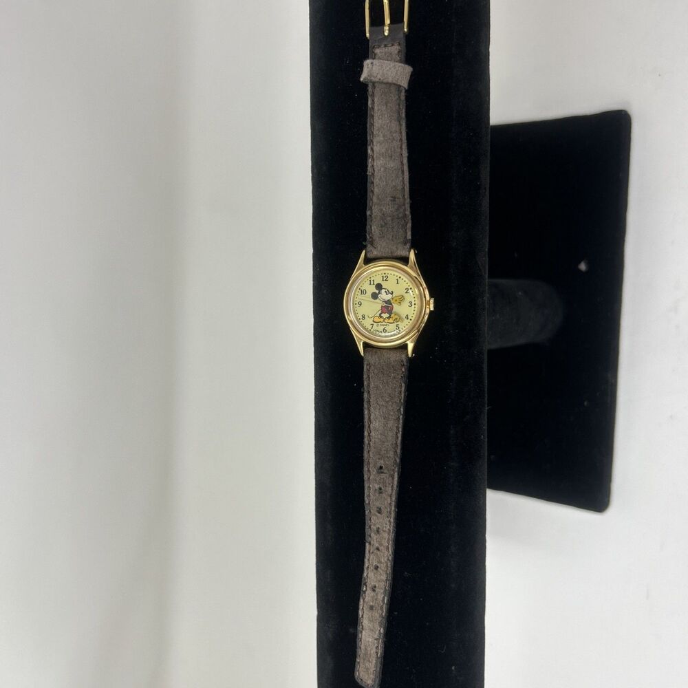 Vintage Mickey Mouse Watch Disney Parks Authentic Original Worn Leather Band